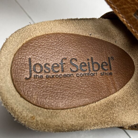 Josef Seibel Sandals Brown Heel Cut-out Sunny Leather 39 US 8 Velcro Strap - Picture 5 of 8